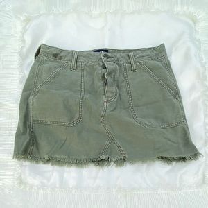 Green denim mini skirt!